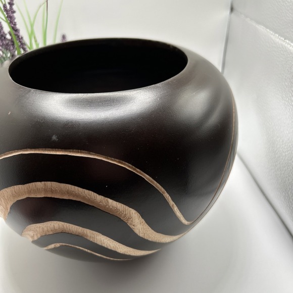 Handmade Wooden Bowl 5 inch Thai Carved Large Bowl Not Wash Or Airtight - Picture 3 of 12